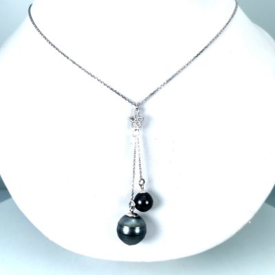 collier perles noires de Tahiti en argent 925