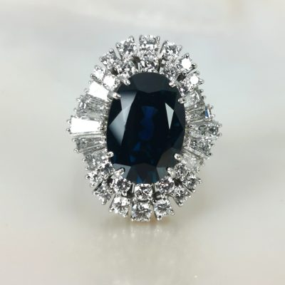 bague or 18k saphir bleu et diamants naturels